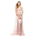 New Fashion Fitted Stretch Satin Cocktail Dress with a Beaded Back and a Tulle Embroidered Float